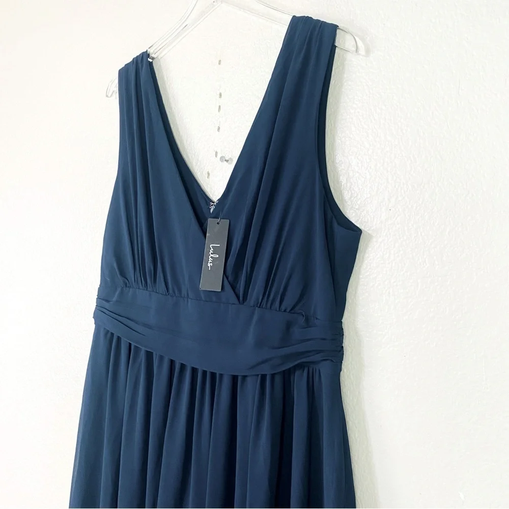 Lulus Navy Thoughts Of Hue Surplice Maxi Dress Size 1X - Picture 3 of 7